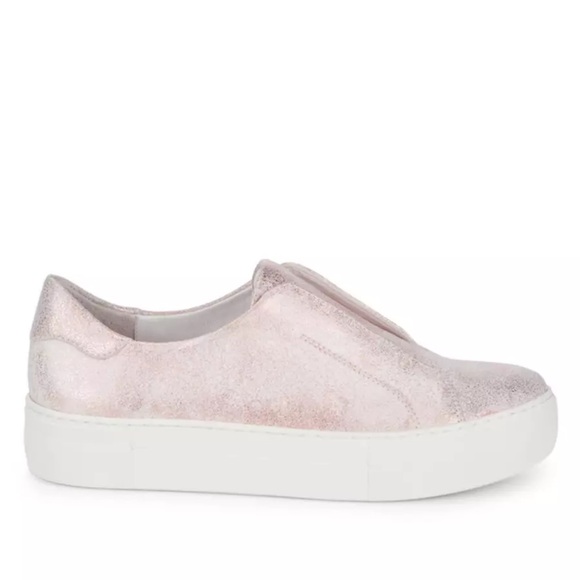 NWT J/SLIDES ALARA Soft Pink Metallic Suede Slip-On Sneaker - Picture 2 of 15